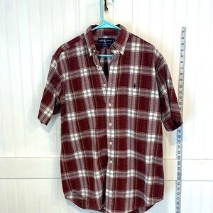Ralph Lauren plaid short sleeved shirt,100% cotton size S fits like a M
